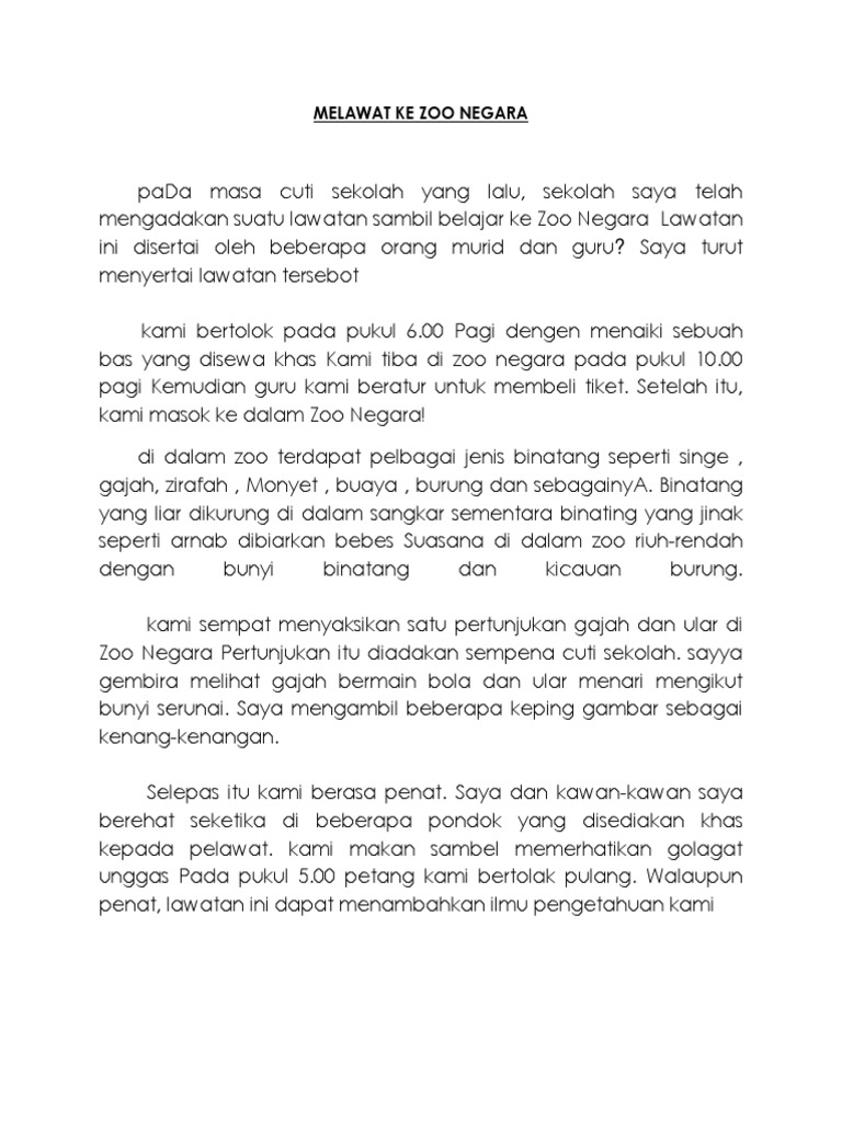 Melawat Ke Zoo Negara