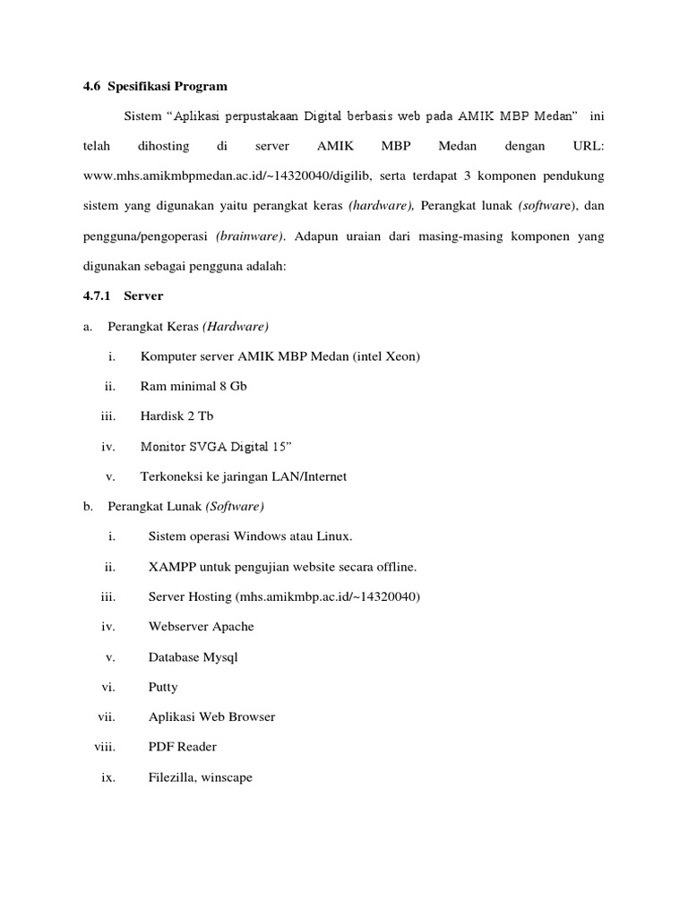 Spesifikasi Aplikasi Perpustakaan Digital | PDF | Komputer