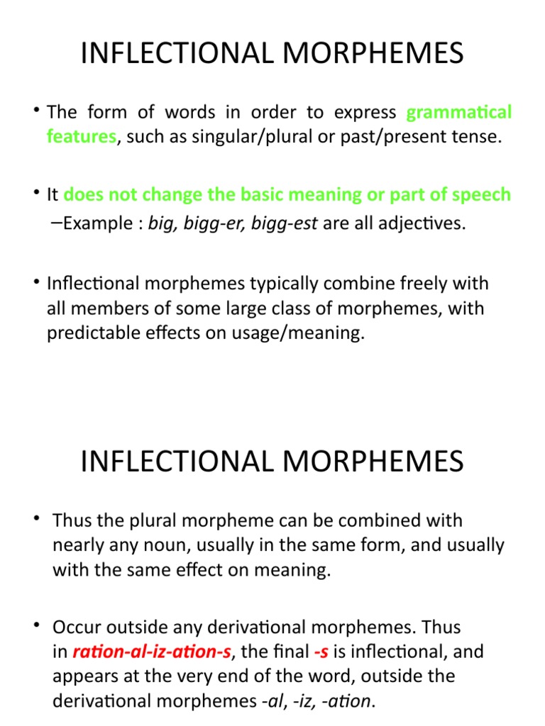 Inflectional vs. Derivational Morphemes | PDF