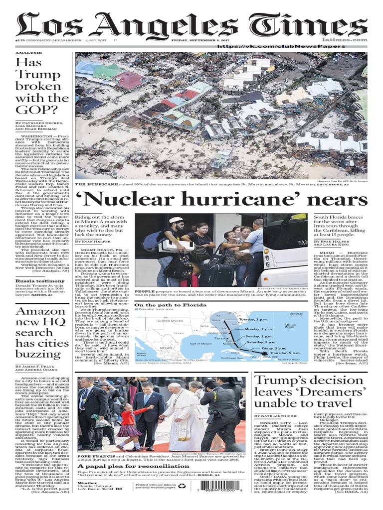Los Angeles Times September 08 2017 PDF Meteorological Disaster