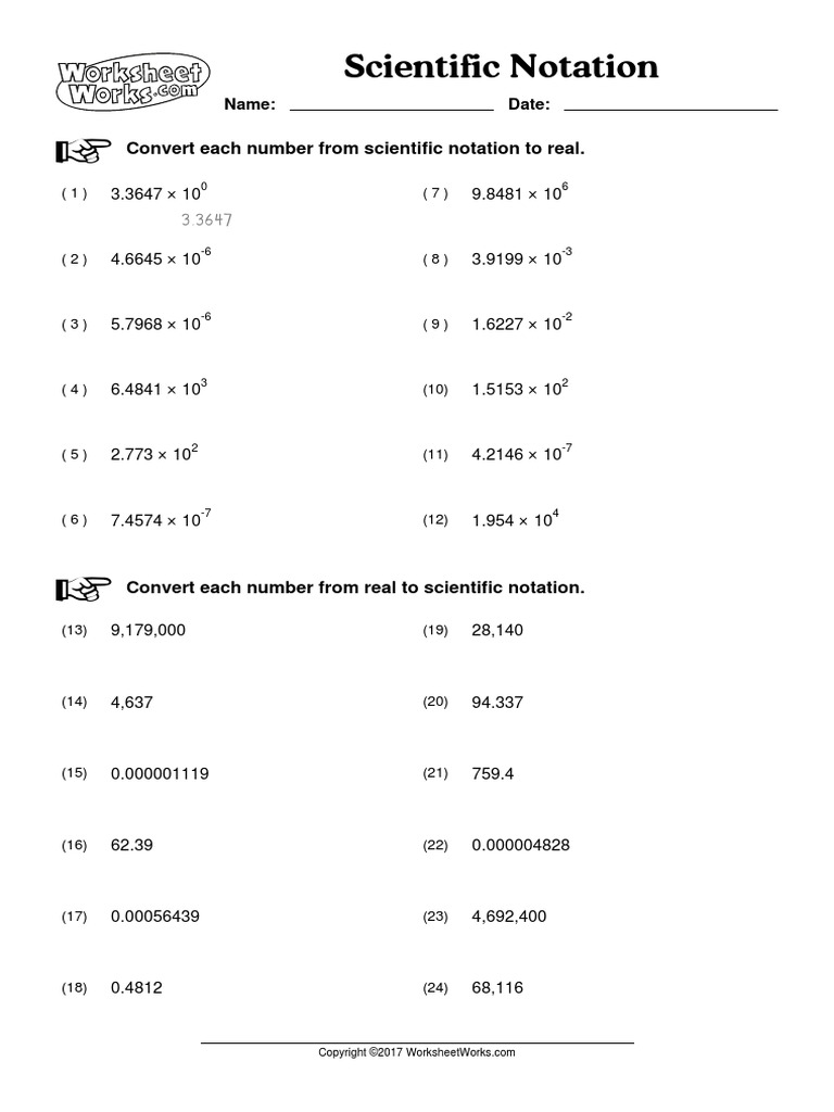 WorksheetWorks Scientific Notation 1 PDF Teaching Mathematics