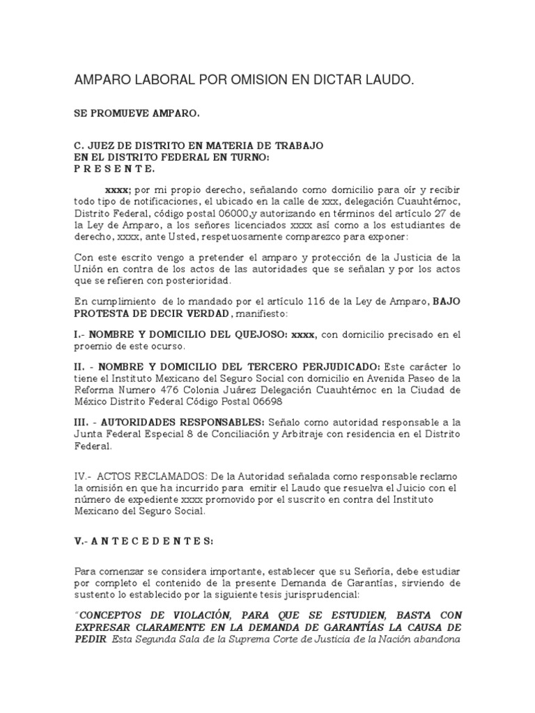 Amparo por omisión en laudo laboral | PDF | Caso de ley | Constitución
