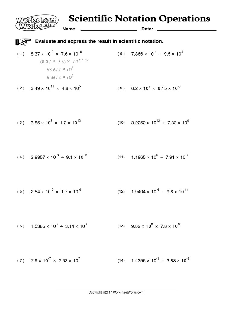 WorksheetWorks Scientific Notation Operations 24  PDF  Teaching Throughout Operations With Scientific Notation Worksheet