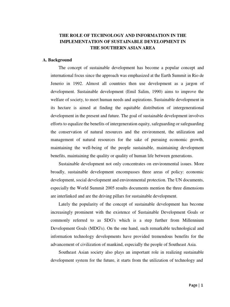 Technology's Role in Sustainable Development | PDF | Sustainability ...