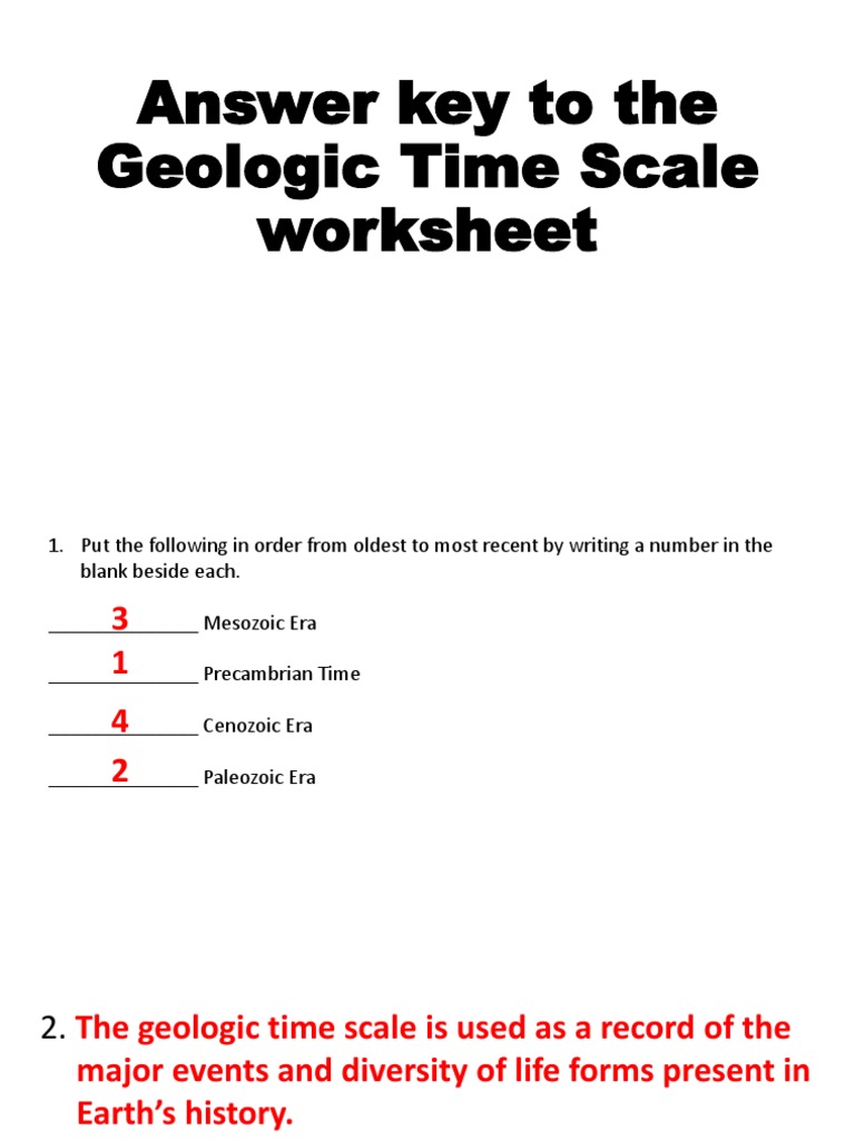 Geologic Time Worksheet Answers