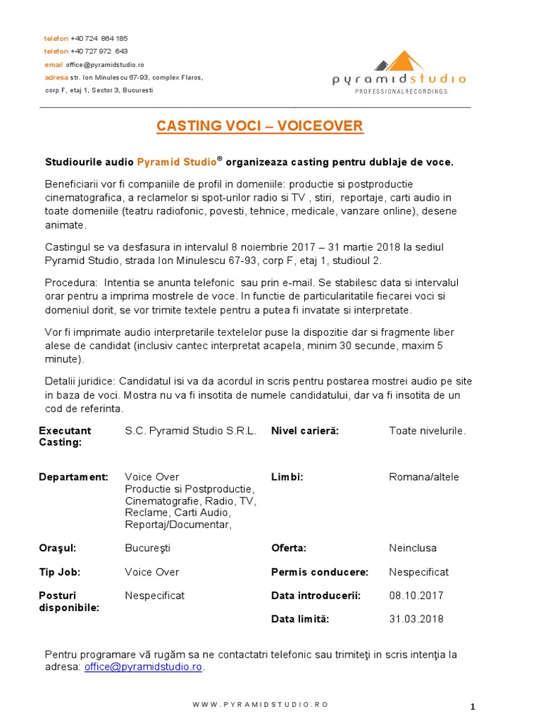 Casting Voice Over | PDF