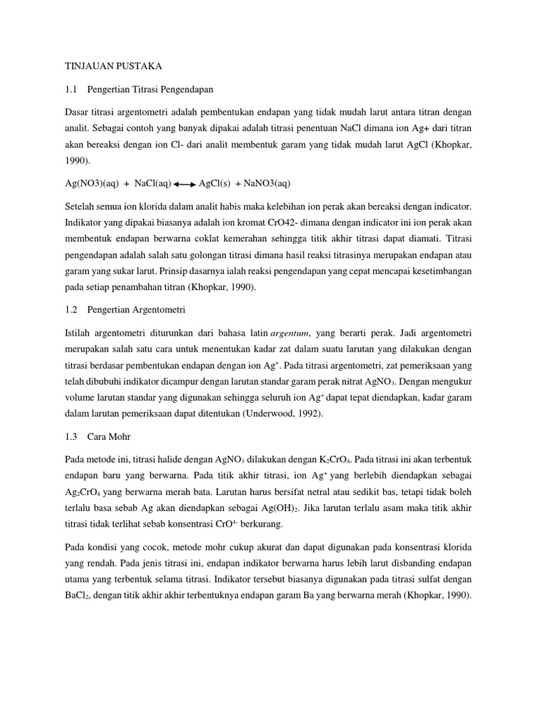 Titrasi Pengendapan Argentometri
