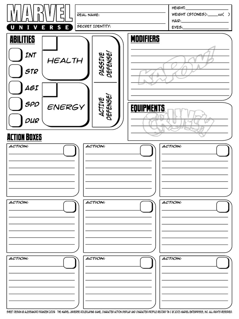 Hero System Form Fillable Character Sheet - Printable Forms Free Online
