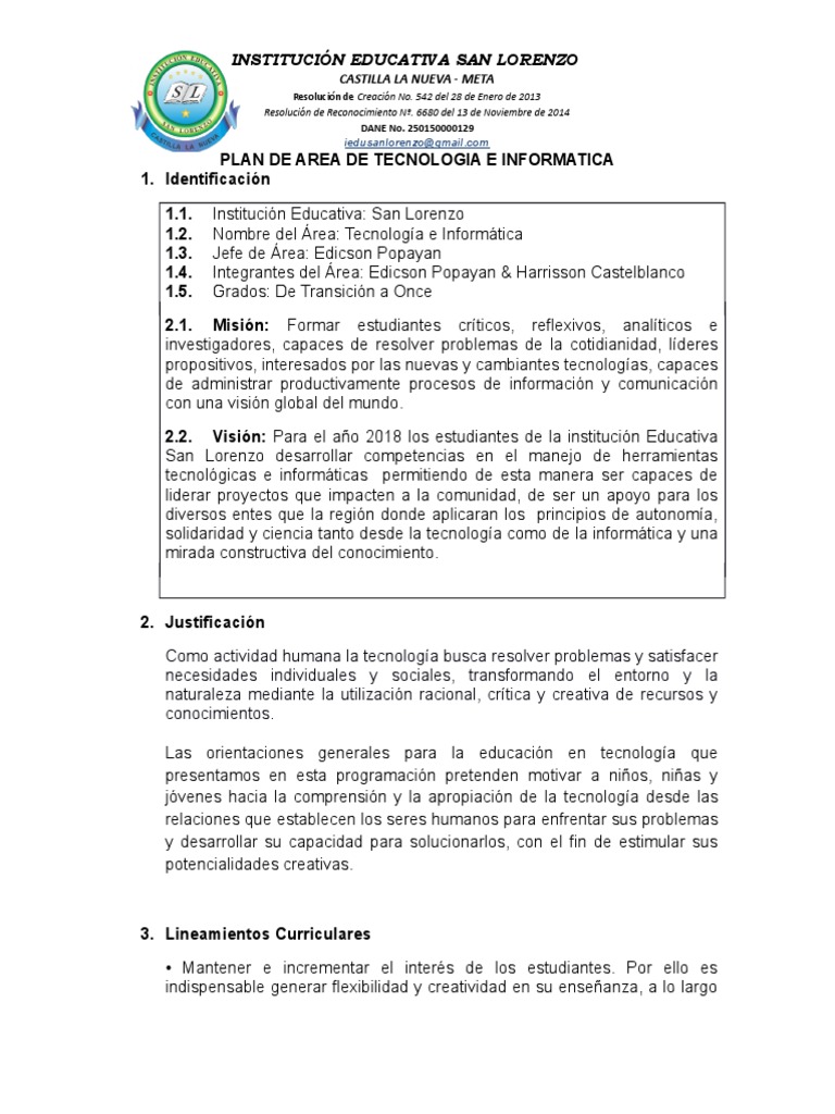 Plan de Estudios Tecnologia e Informatica 2017 | PDF | Science | Diseño
