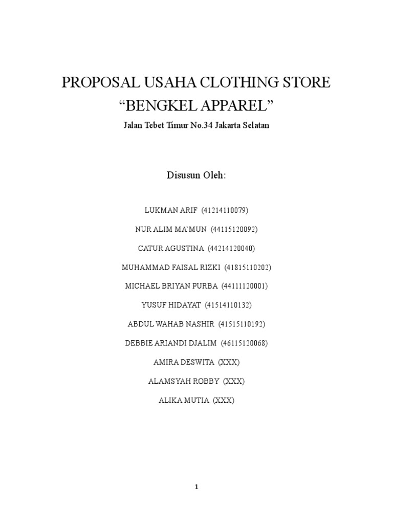 Contoh Proposal Usaha Clothing