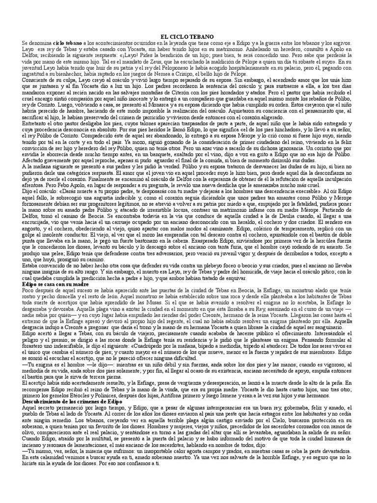 El Ciclo Tebano PDF Edipo Esfinge