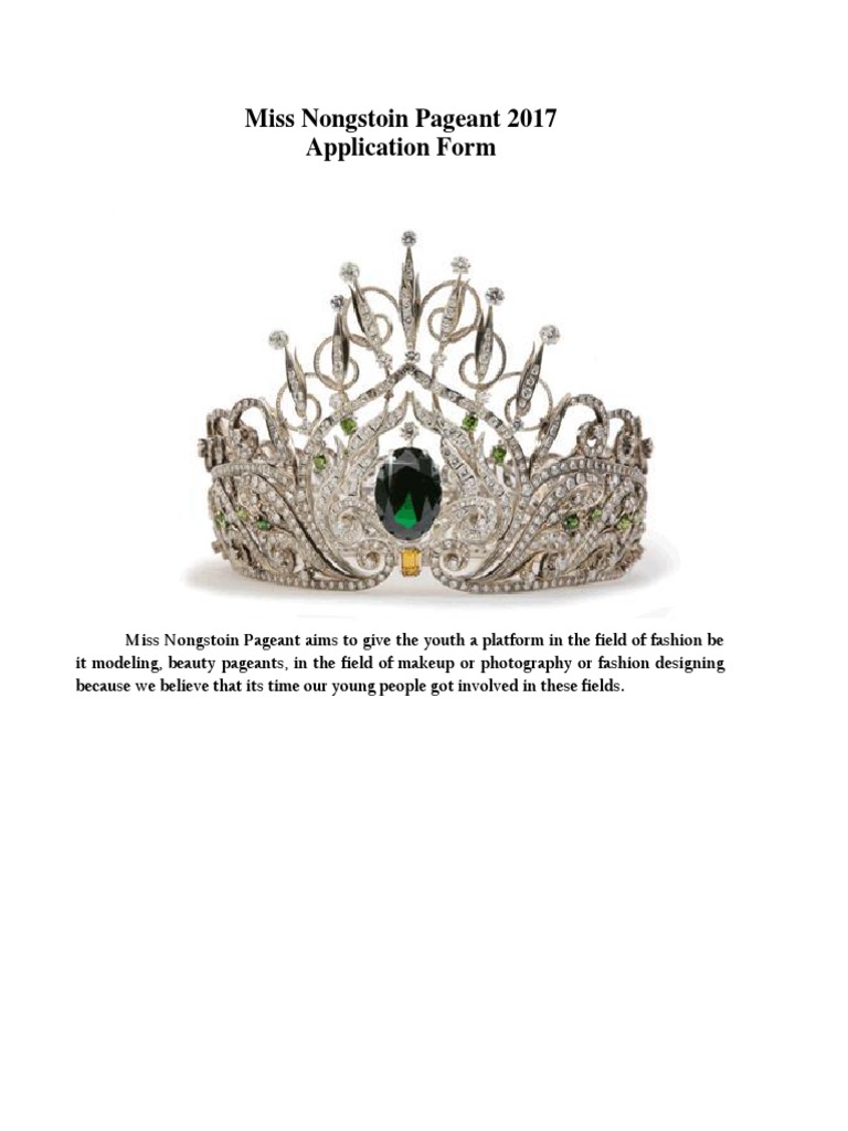 Miss Nongstoin Pageant 2017 Application Form | PDF | Clothing ...