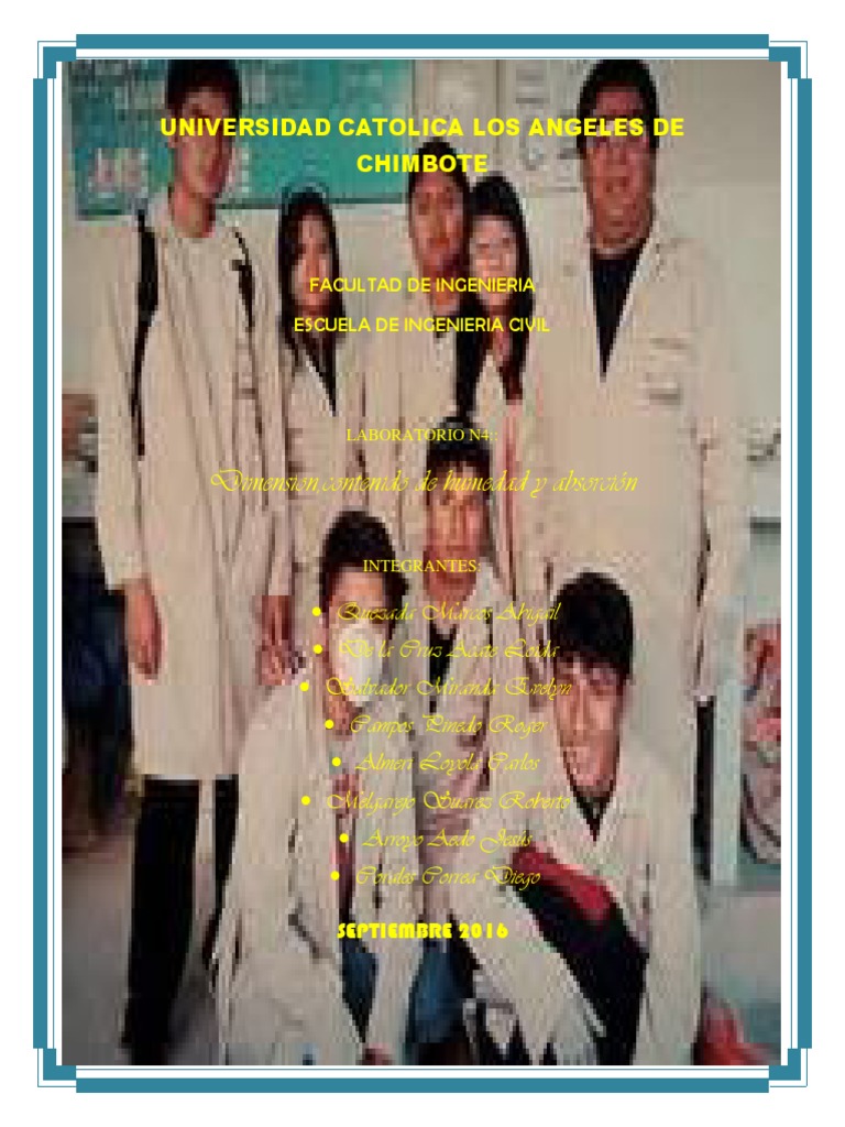 LABORATORIO N°4 - Diemnsion, Contenido de Humedad y Absorcion | PDF