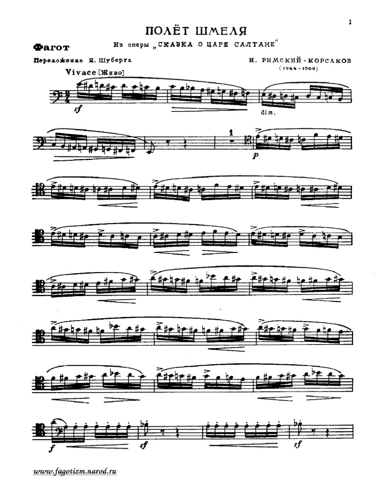 Flight Of The Bumblebee Bass Tab