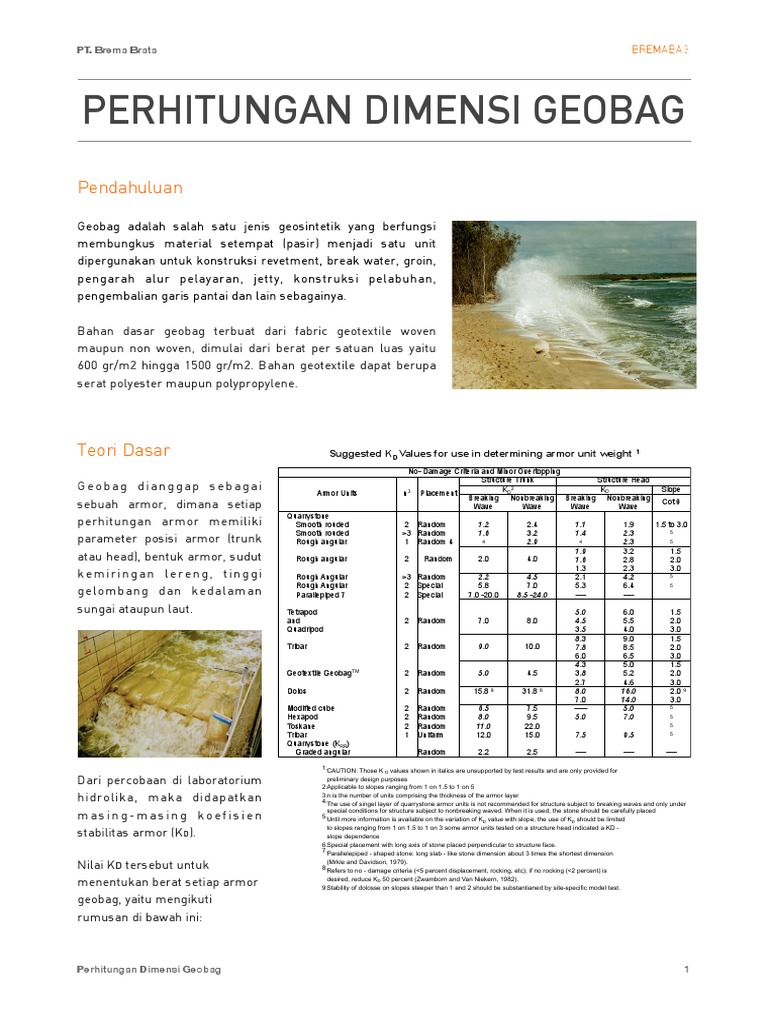 Perhitungan Berat Geobag PDF | PDF