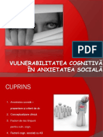 Vulnerabilitatea Cognitiva in Anxietatea Sociala