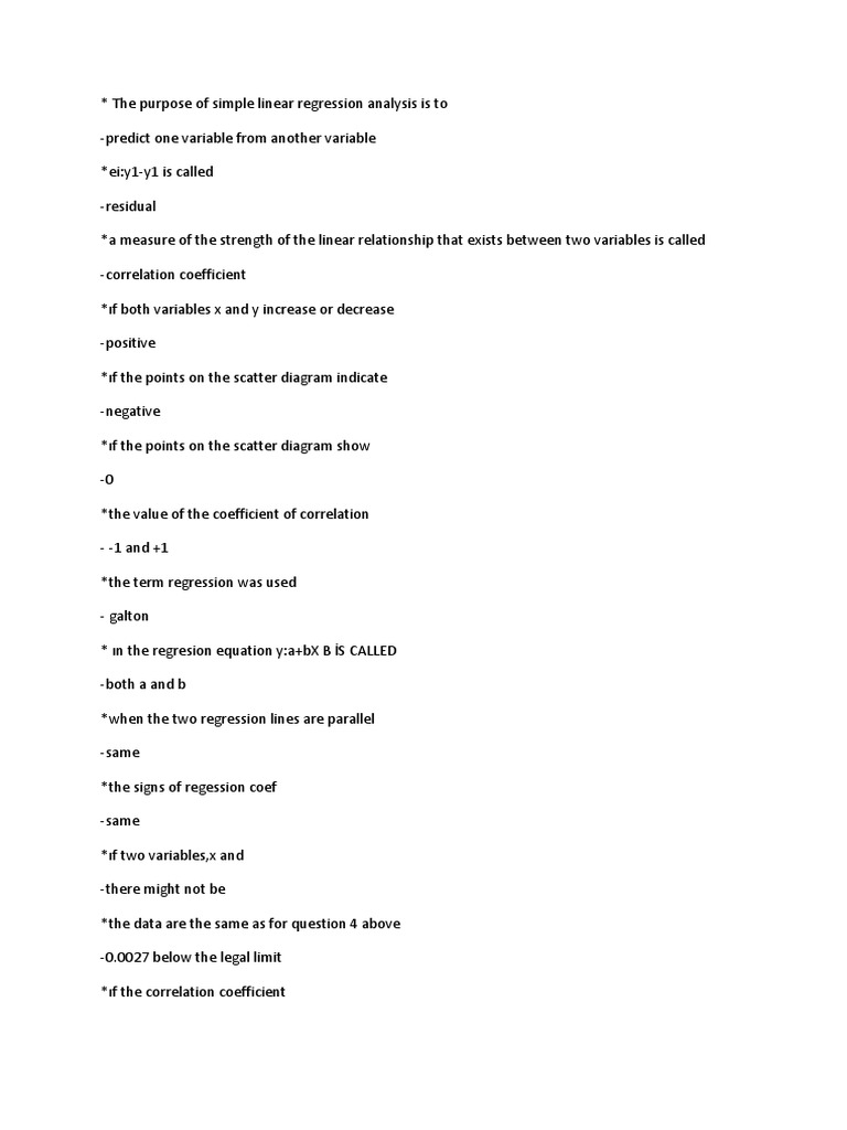 The Purpose of Simple Linear Regression Analysis Is To PDF