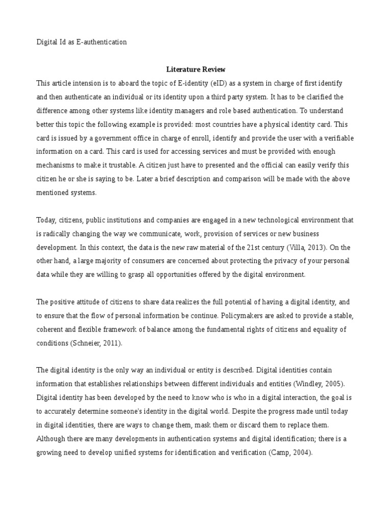 E-ID: Digital Identity and Authentication | PDF | Identity Document ...