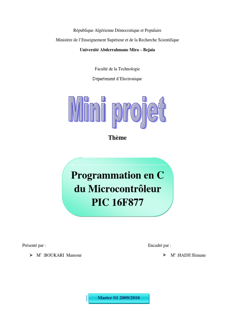 Programmation C du PIC 16F877 | PDF | C (Langage de programmation ...