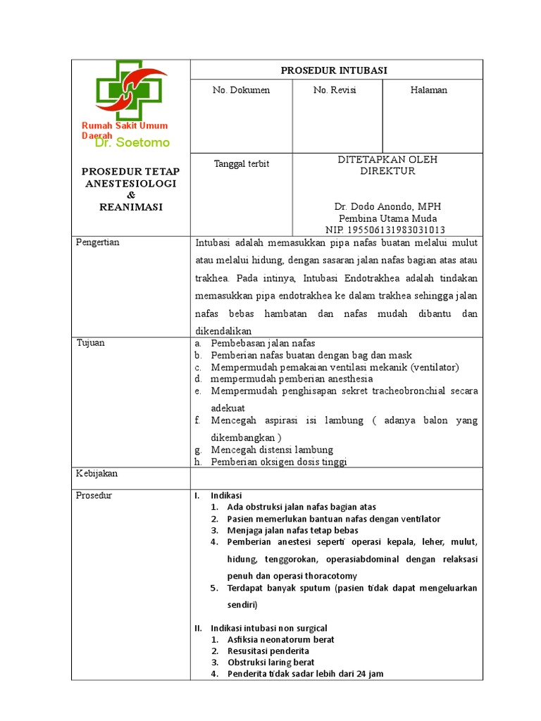 Prosedur Intubasi Endotrakeal | PDF | Sains & Matematika