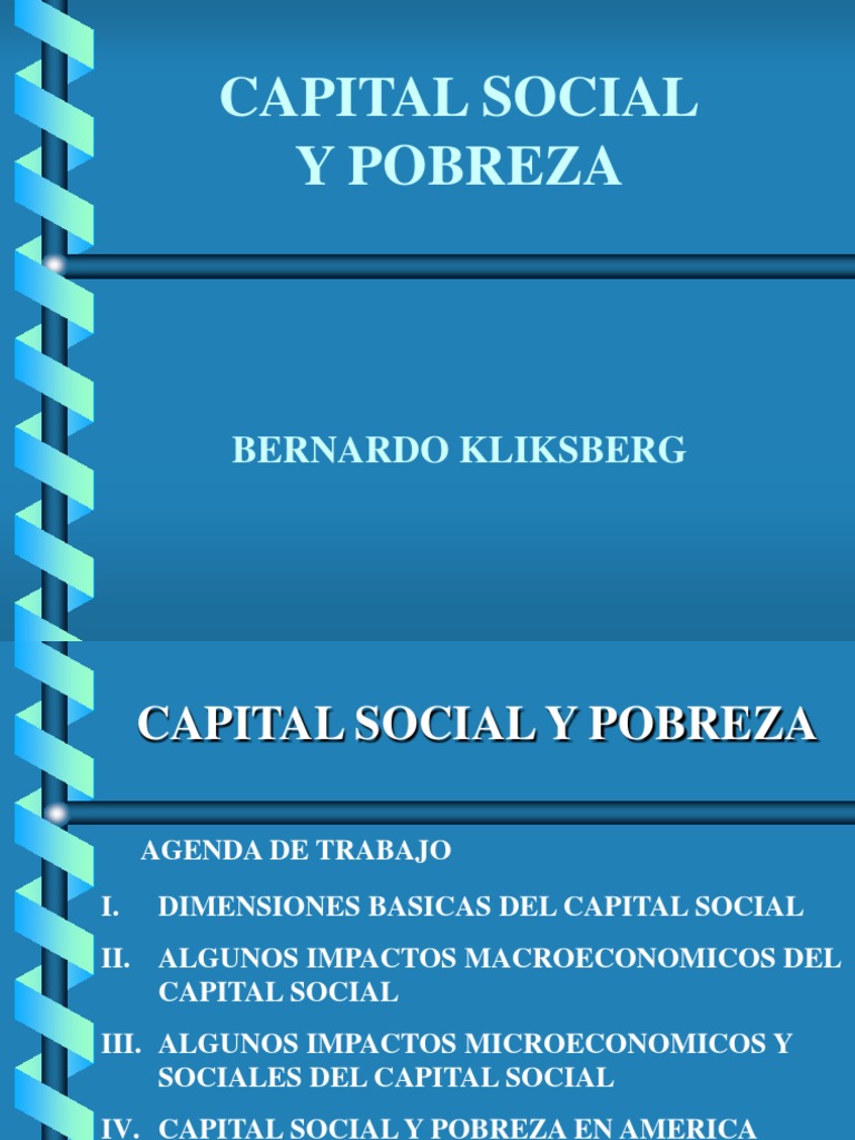Capital Social y Pobreza - Bernardo Kliksberg | PDF | Pobreza | Pobreza ...