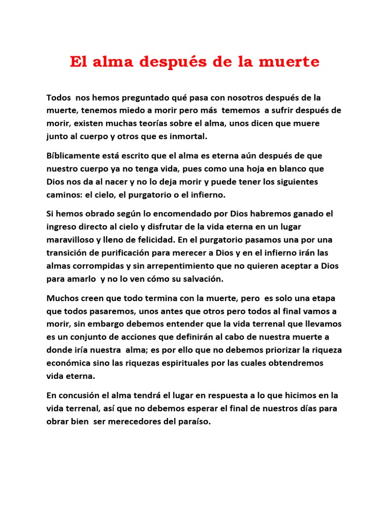 El destino del alma tras la muerte | PDF