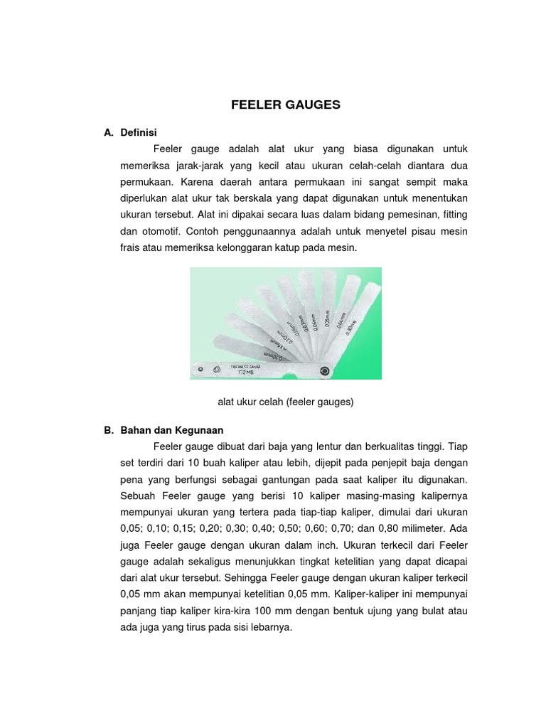 Feeler gauges untuk mengukur celah PDF