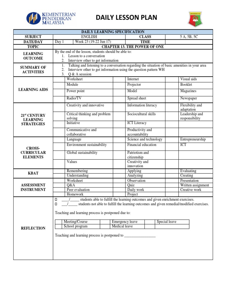 Lesson Plan 2017 Day 1 Week 23 | PDF | Educational Technology | Lesson Plan