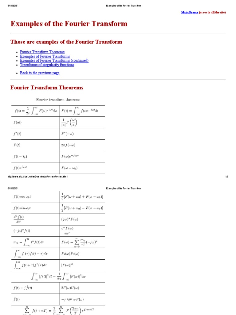 Examples of Fourier Transforms | PDF | Technology & Engineering