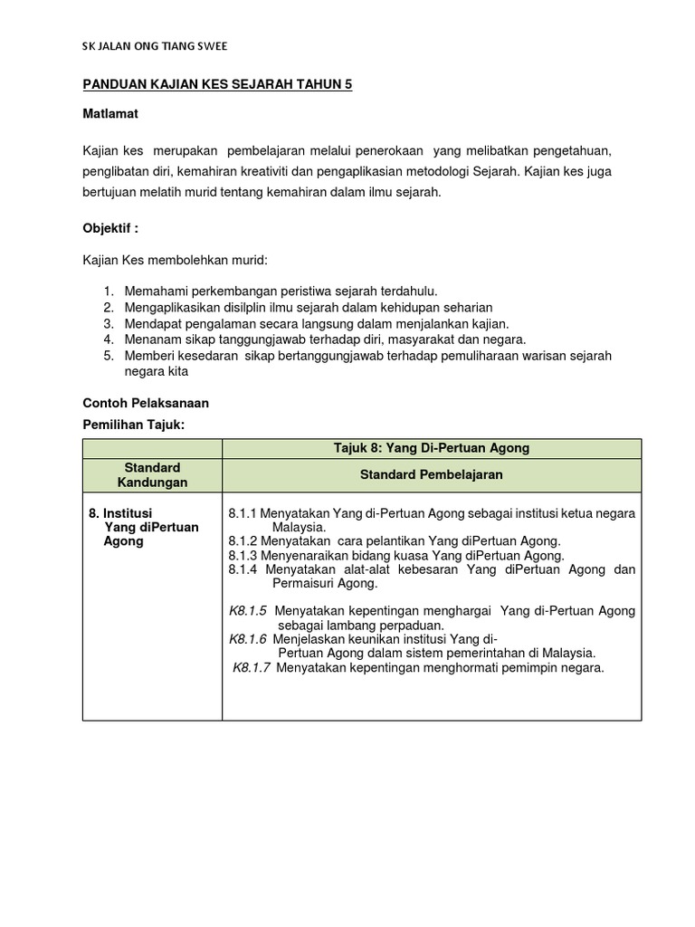 Kajian Kes Sejarah Tahun 5 Pdf