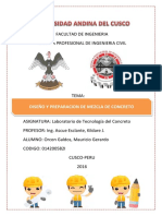 Informe Laboratorio de Lab. Tecnología Del Concreto Diseño y Preparación de Mezcla