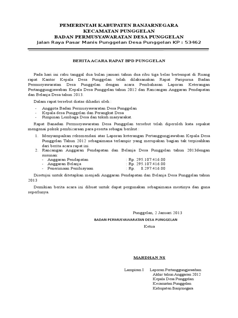 Berita Acara Bpd