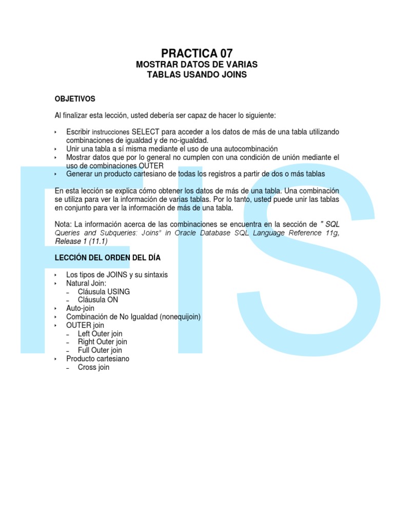 Producto Cartesiano en SQL Joins | PDF | SQL | Bases de datos
