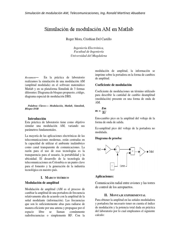 Simulación de Modulación AM en Matlab | PDF | Modulación | Matlab