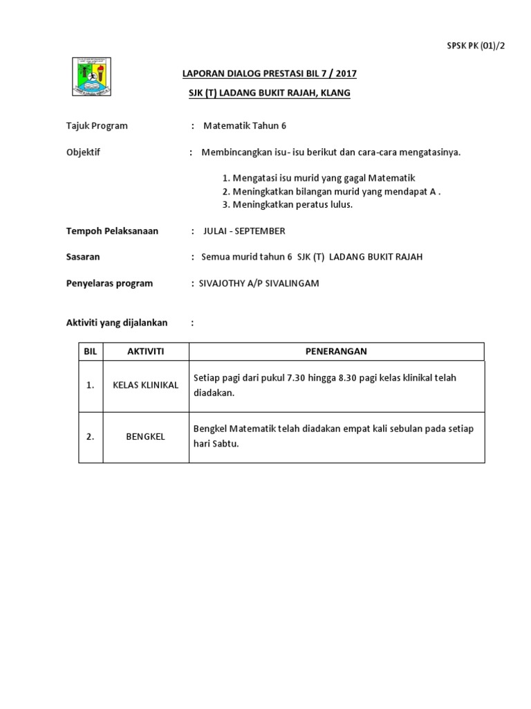 Laporan Dialog Prestasi