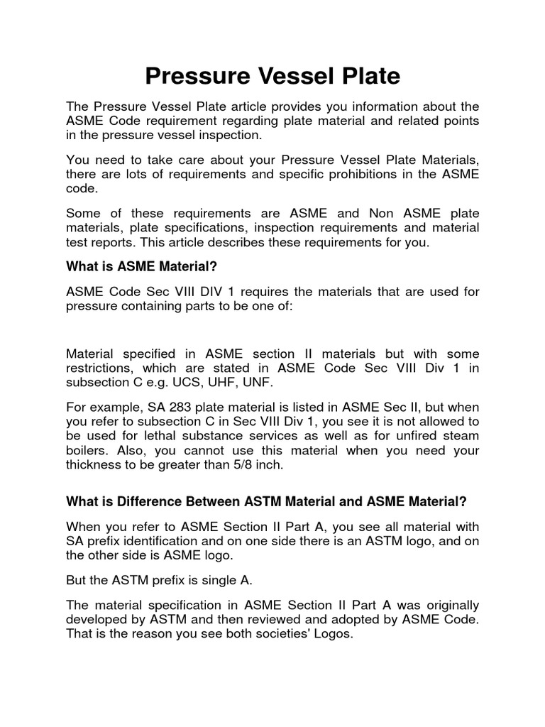 Pressure Vessel Plate Inspection PDF Structural Steel
