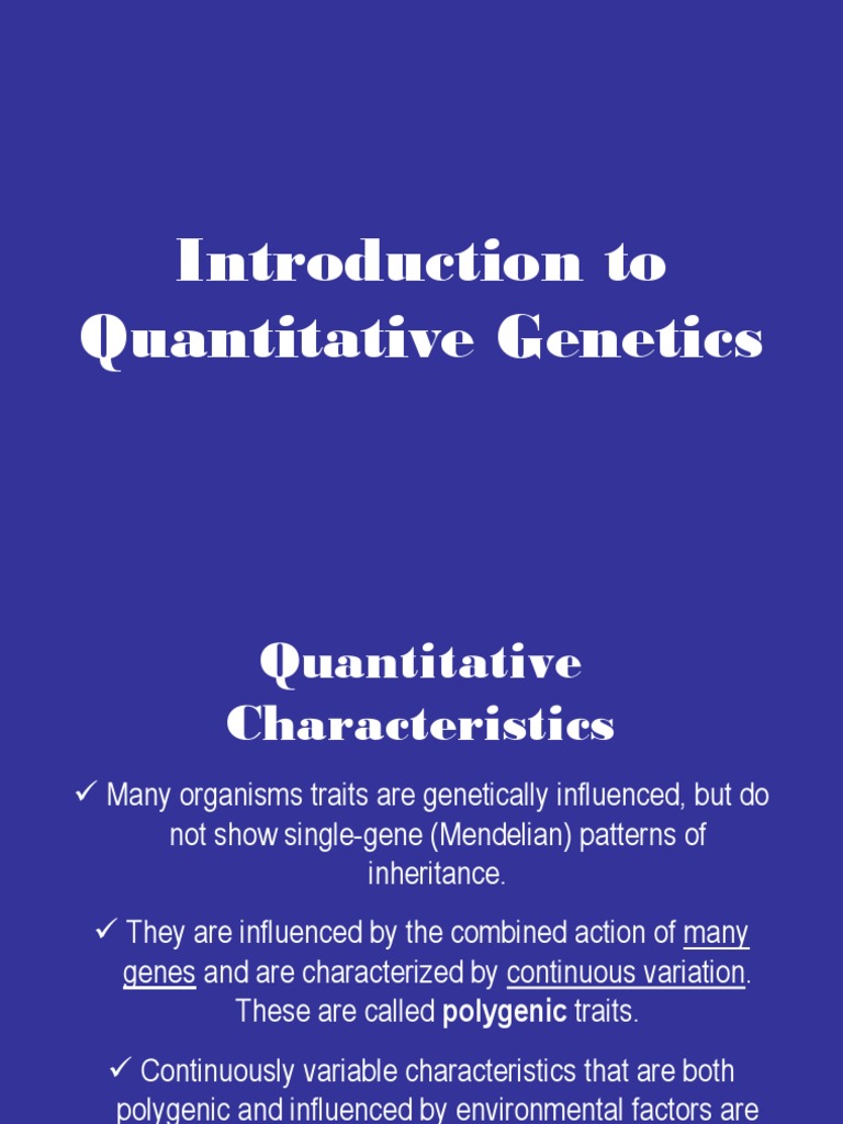 Introduction to Quantitative Genetics | PDF | Quantitative Trait Locus ...