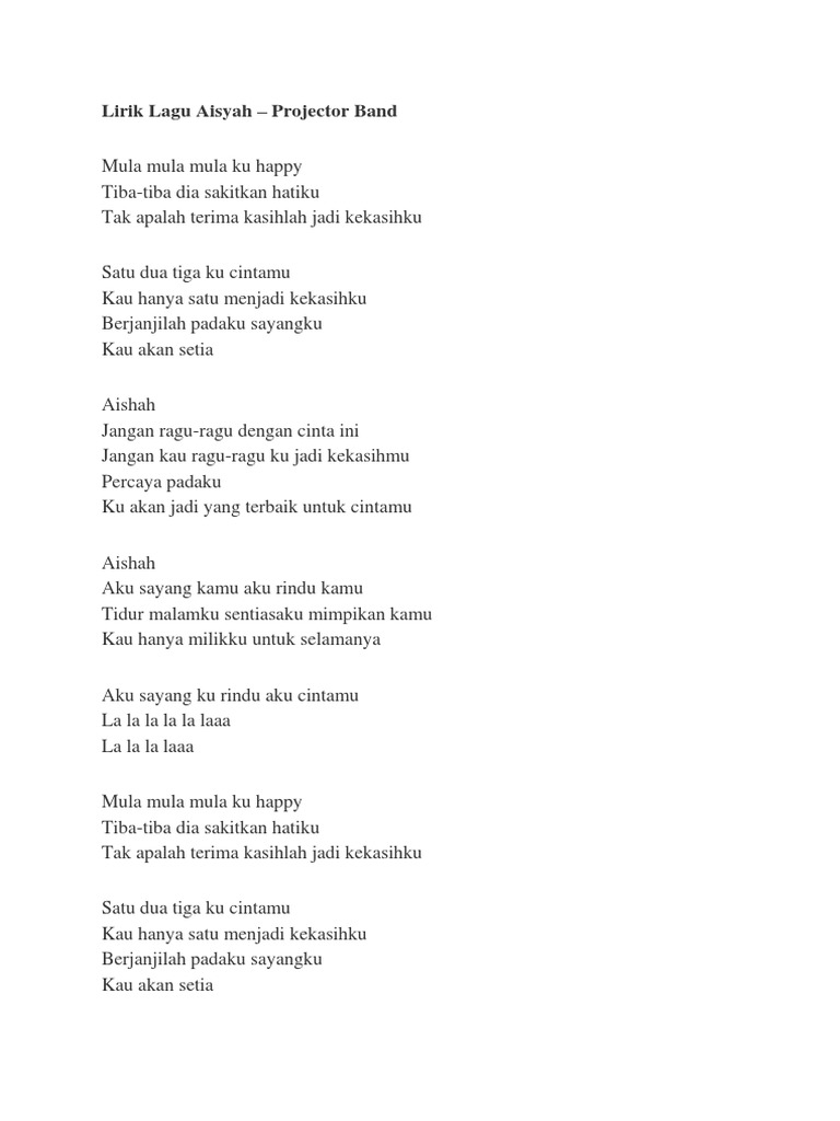 Lirik Lagu Aisyah  PDF