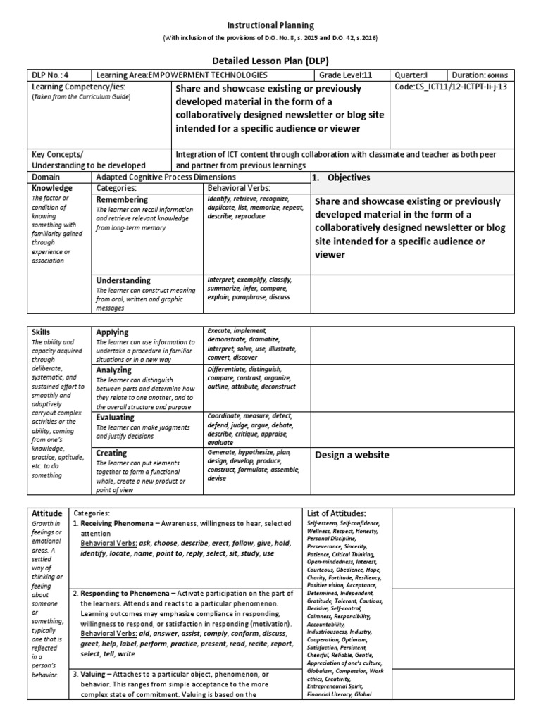 Detailed Lesson Plan For Submission No 4 | PDF | Educational Assessment ...