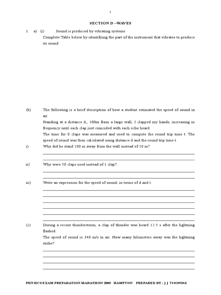 CSEC Physics Waves Exam Questions | PDF | Wavelength | Waves