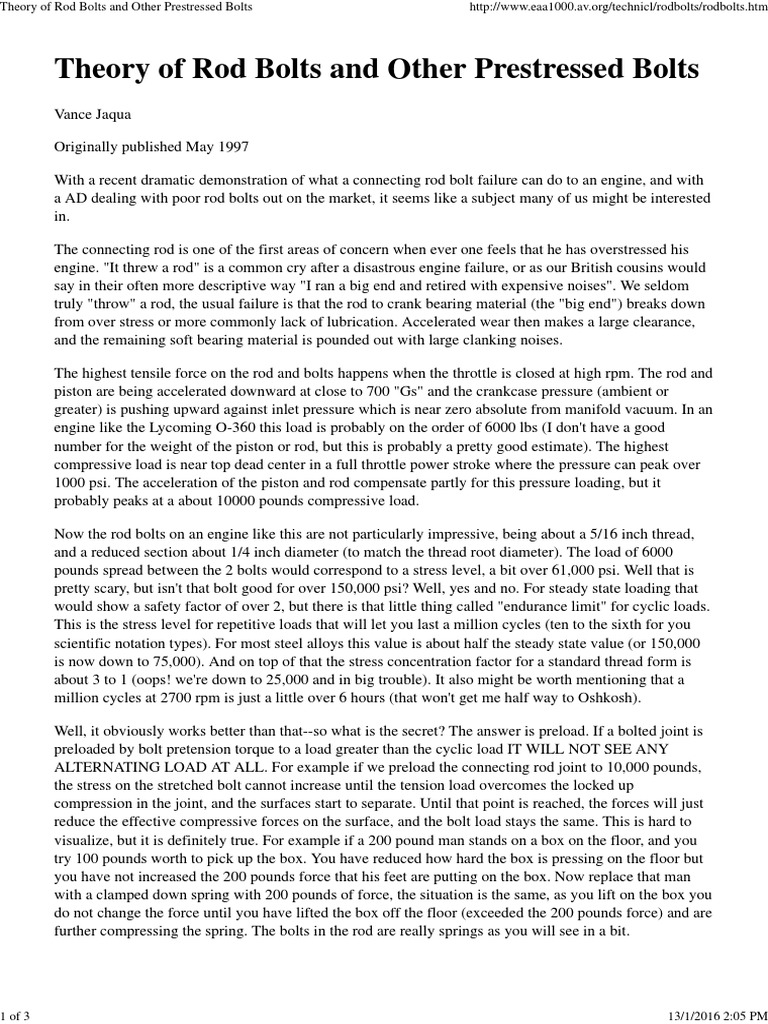 Connecting Rod Bolt Failure Download Free PDF Screw Mechanical