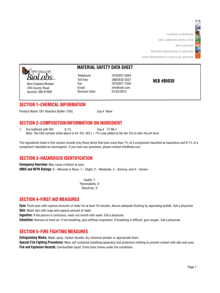 CK1 Reaction Buffer Personal Protective Equipment Chemistry