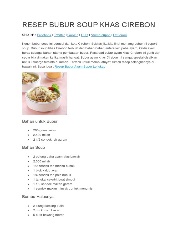 Resep Bubur Soup Khas Cirebon