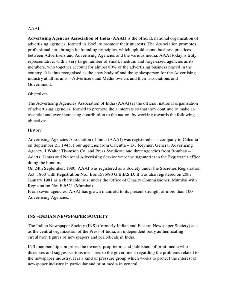 Aaai Davp Ins PDF Mass Media Newspaper And Magazine