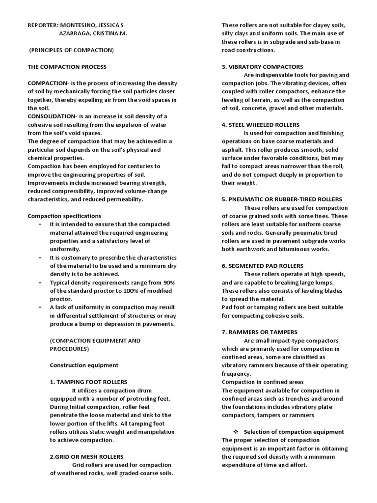 Soil Compaction Techniques and Equipment | PDF | Soil | Road Surface