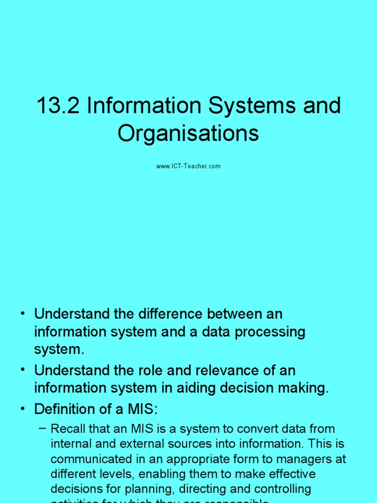 13.2 Information Systems and Organisations | PDF | Information System ...