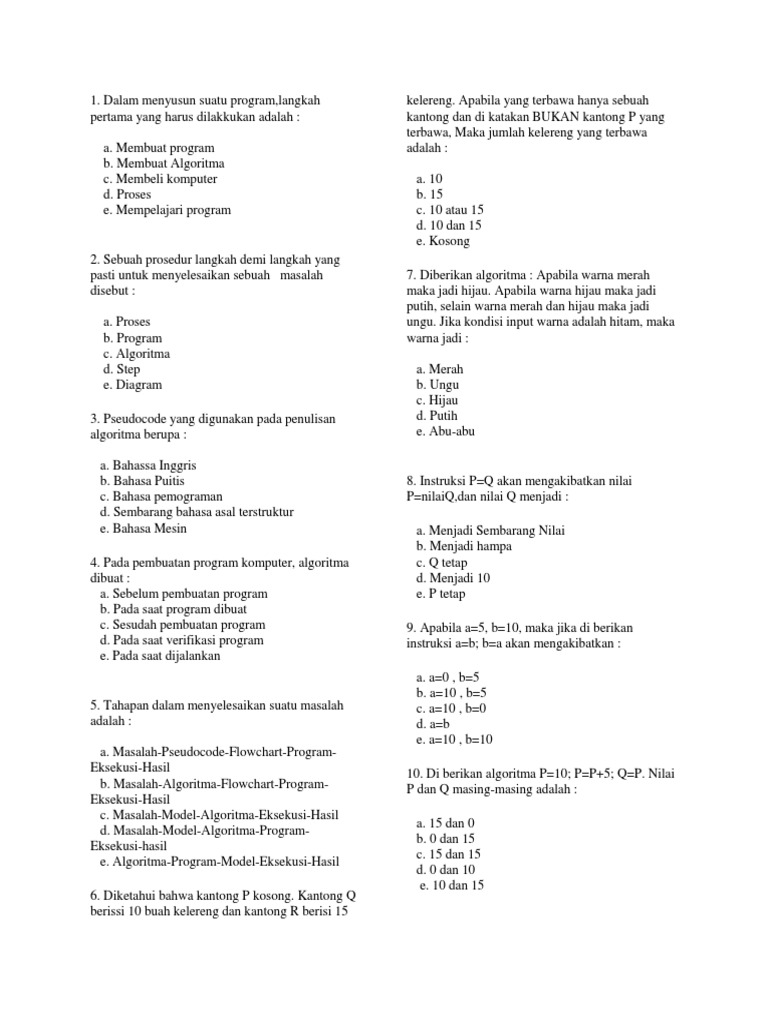 SOAL UKK Pemrograman Dasar Kelas X