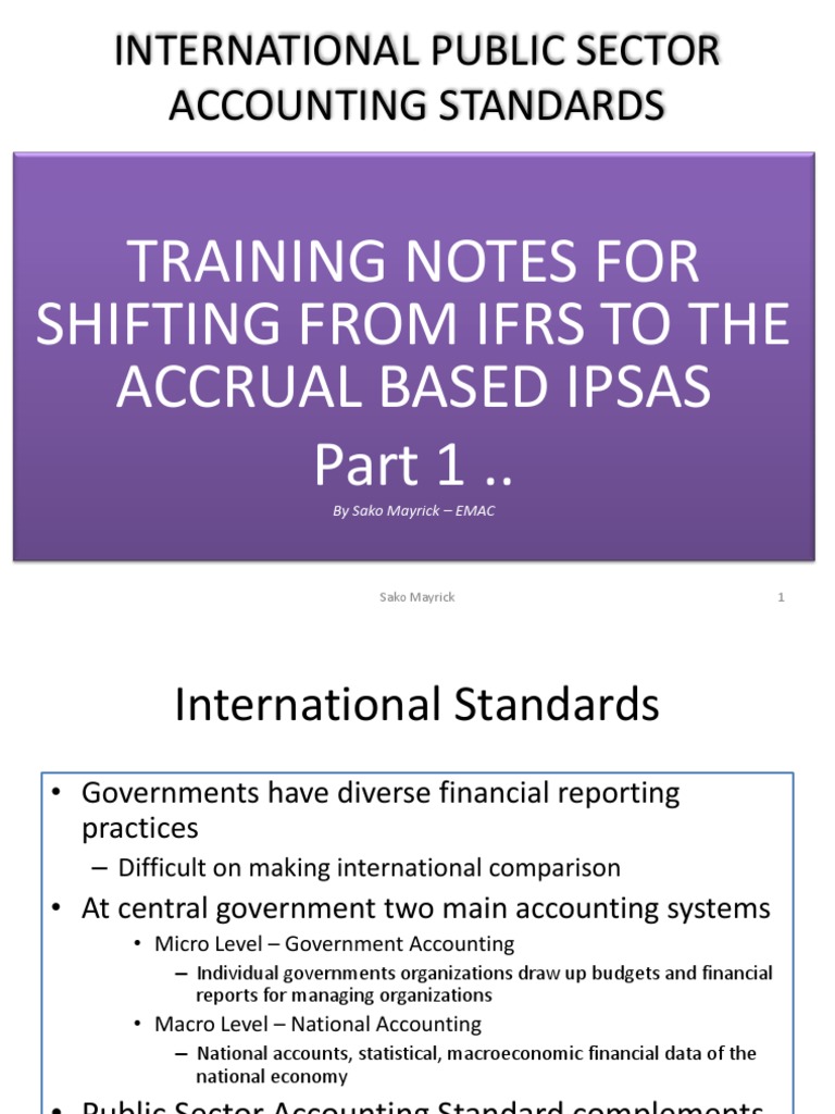 International Public Sector Accounting Standards Training Notes For