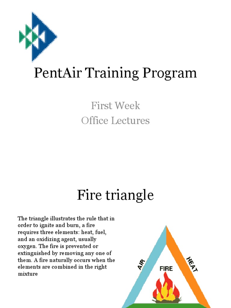 Pentair Training Program First Week Office Lectures PDF Fire