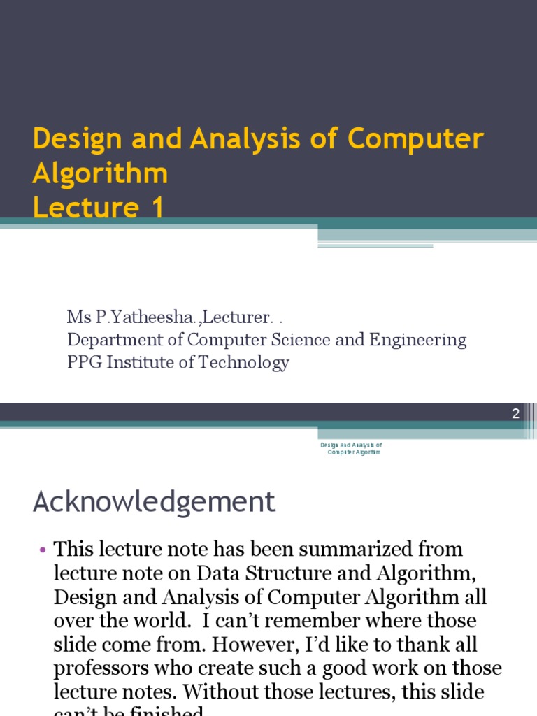 Design and Analysis of Computer Algorithm | PDF | Time Complexity ...